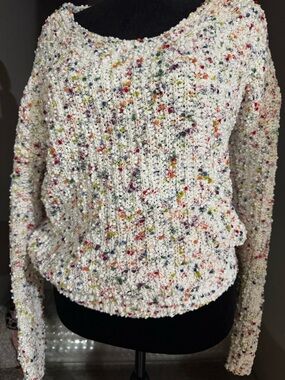 Women's Cream Speckled Knit Sweater